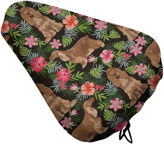 Discover Cocker Spaniel Dog and Flower Funny Bike Seat Cover