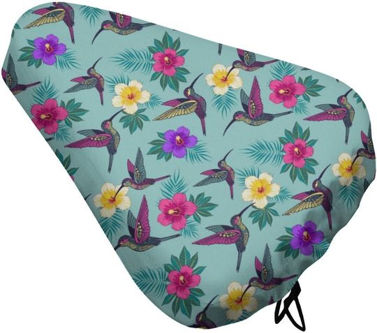 Discover Tropical Flowers with A Bird Pattern Bike Seat Cover