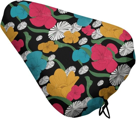 Discover Colorful Flowers Bike Seat Cushion Adjustable Bicycle Seat Cover