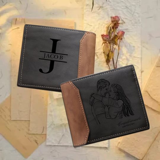 Discover Personalized Photo Leather Wallet for Men Best Dad Ever Gifts