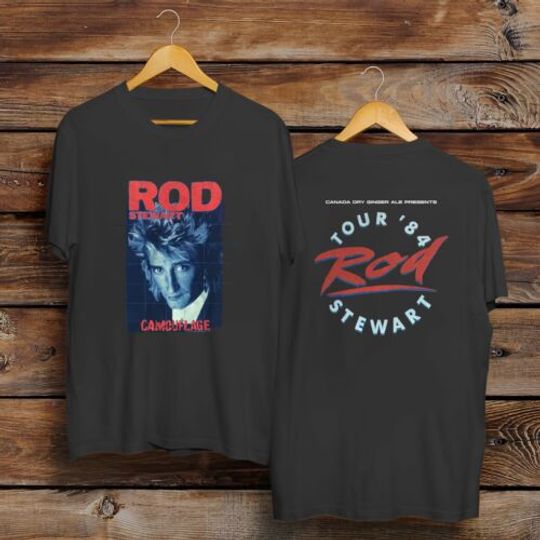 Discover Vintage 1984 Rod Stewart Camouflage Concert T-Shirt