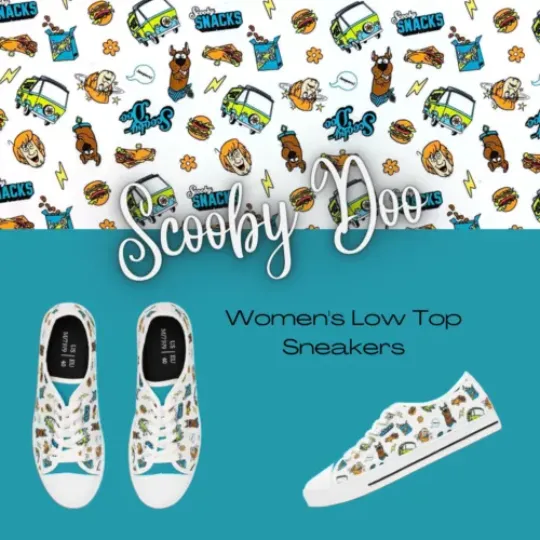 Discover Scooby Doo Women's Low Top Sneakers Mystery Machine Fred Velma Daphne Shaggy
