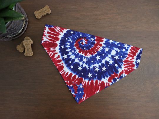Discover 4th of July Dog Bandana (Over the Collar) - Patriotic Tie Dye