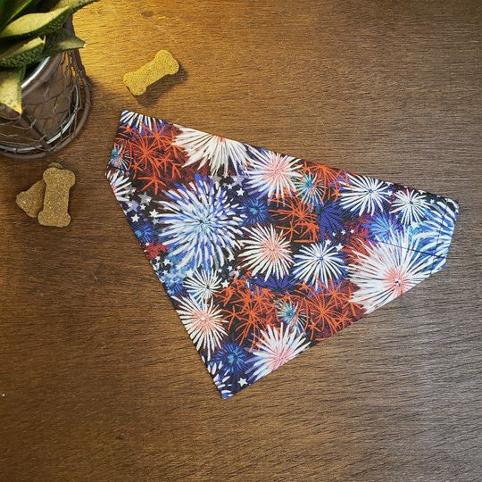 Discover SALE!! 4th of July Dog Bandana (Over the Collar) - Fireworks //Patriotic