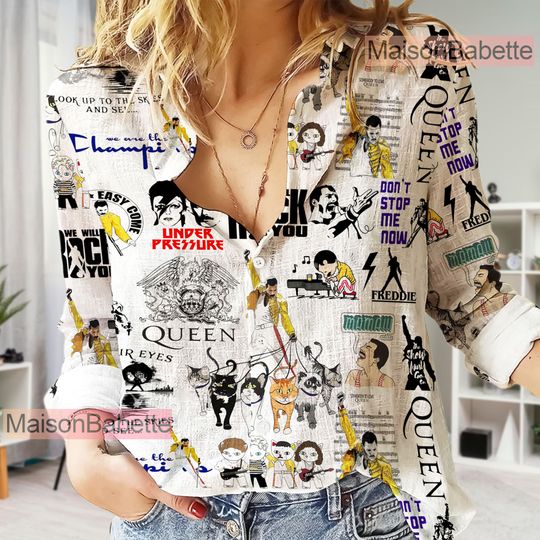 Discover Freddie Mercury Vintage Women Casual Shirt, Freddie Mercury Blouses