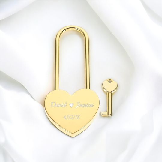Discover Personalized Engraved Heart Padlock With Long Lock, Gifts for Him/Her