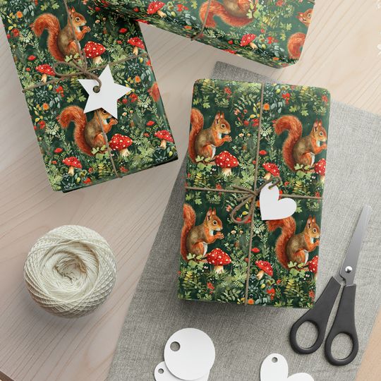 Discover Watercolor Squirrel Wrapping Paper