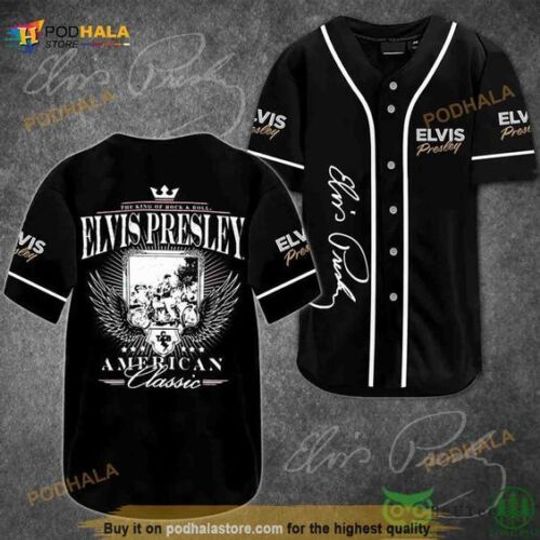 Discover Elvis Presley American Classic Black Baseball Jersey