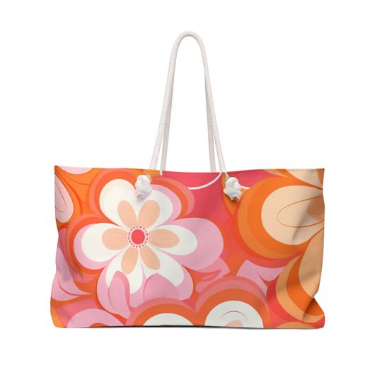 Discover Orange Tropical Hibicus Flowers Weekender Bag