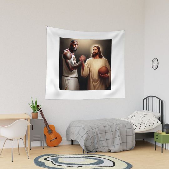 Discover Lebron James + Jesus  Tapestry
