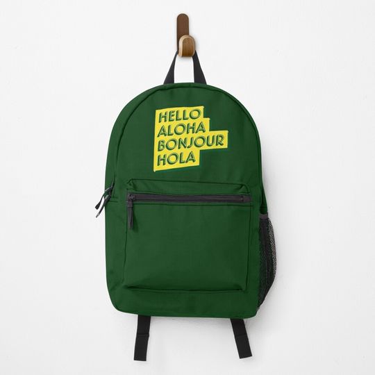 Discover Hello Aloha Bonjour Hola Backpack
