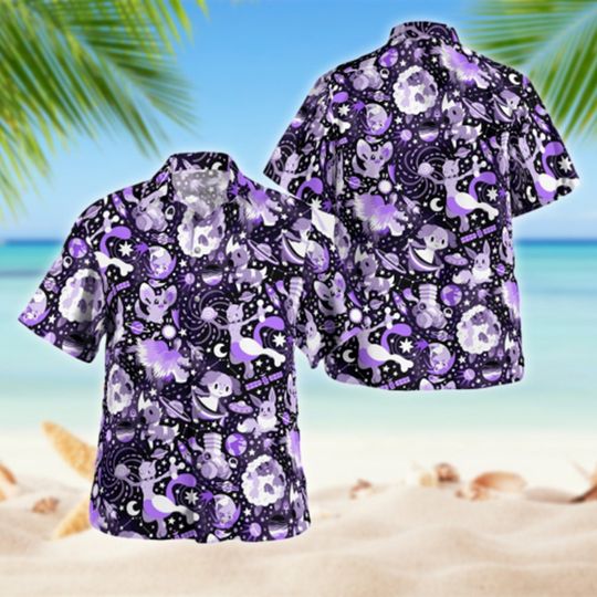 Discover Pocket Monster Hawaii Shirt, Purple Button Up Hawaiian Shirt