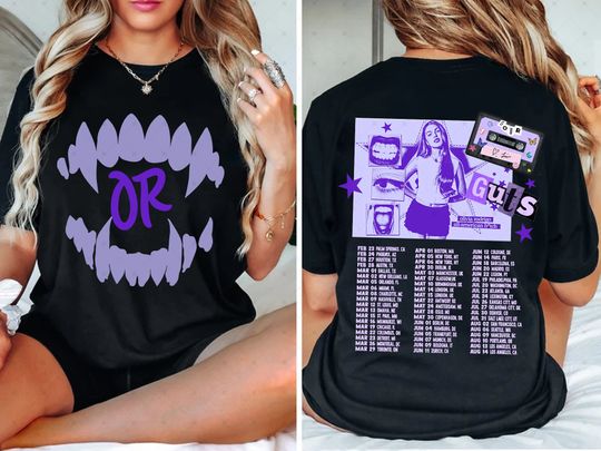 Discover Olivia Rodrigo Guts Tour 2024 2 sides Shirt, The Guts World Tour 2024 Shirt