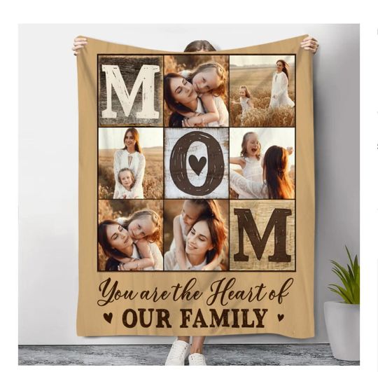 Discover Personalized Mom Photo Collage Blanket, Christmas Gift For Mom, Blanket Gifts For Mother, Mom Birthday Gifts