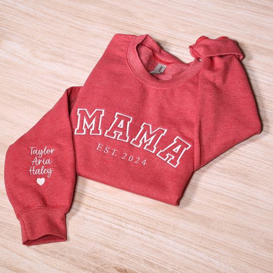 Discover Custom Embroidered Mama Sweatshirt, Personalized Mom Hoodie With Names, Mothers Day Gifts