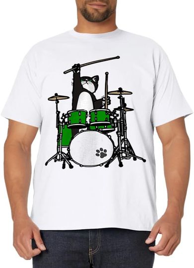 Discover Drum Play Tuxedo Cat Musicians T-Shirt