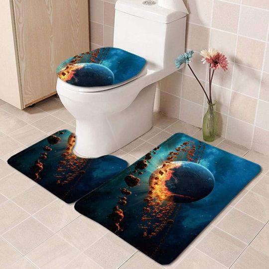 Discover Starry Sky Toilet Seat Cushion and Bath Mat Set
