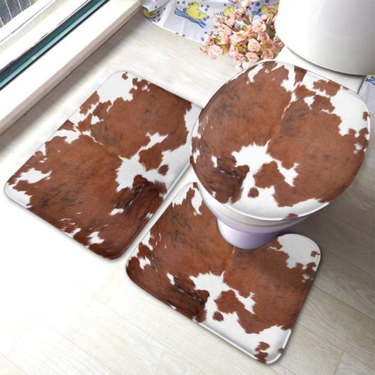 Discover Cowhide Leopard Farm Animal Toilet Seat Set