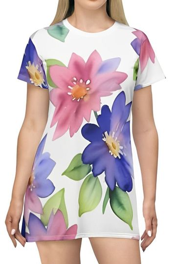 Discover Vintage Blue Floral Shirt Dress
