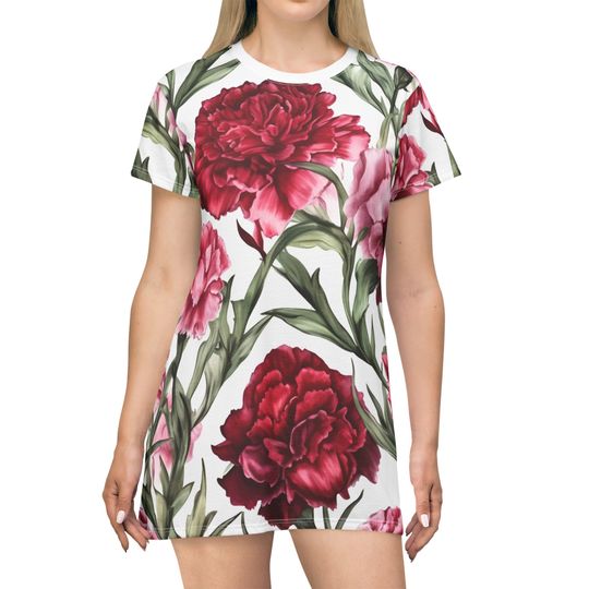 Discover Birth Month Flower Carnation mothers day gift, grandma gift idea T-Shirt Dress