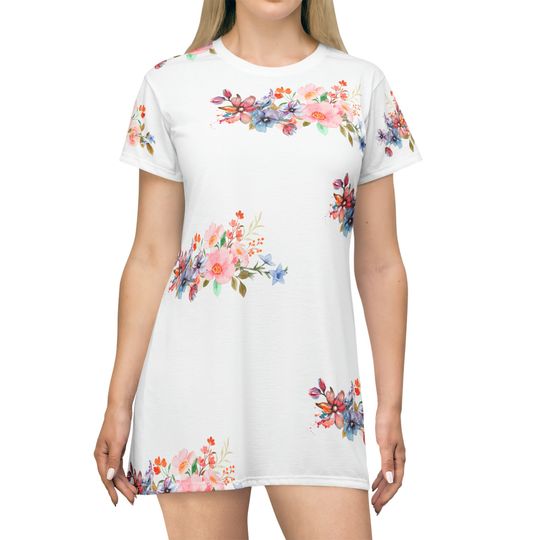 Discover T-Shirt Dress (AOP) with Flowers