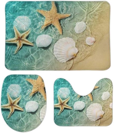 Discover Seashells Starfish Gradient Maritime Beach Toilet Seat Set