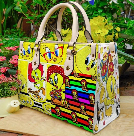 Discover Tweety Bird Vintage Leather Handbag, Tweety Bird Leather Bag, Top Handle Bag