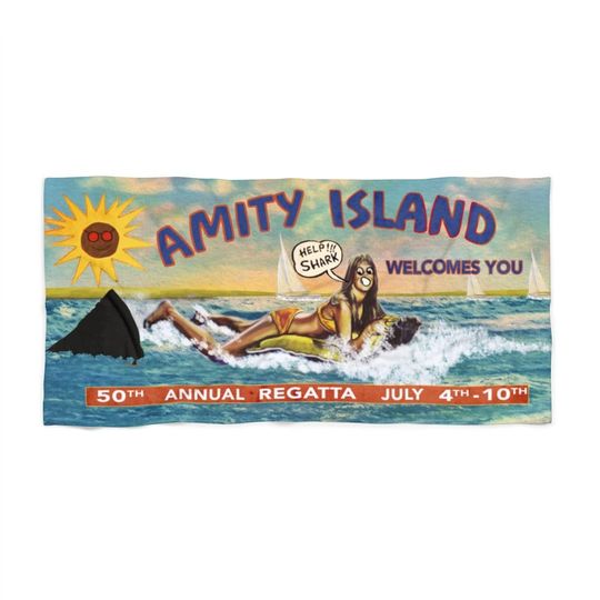 Discover Jaws Beach Towel Grafitti Version, Jaws Fans Beach Towel