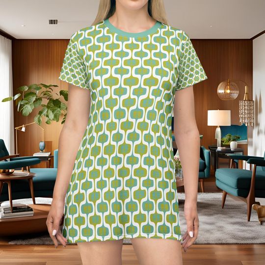 Discover Mid Century Modern Style Square Peace Women T-shirt Dress