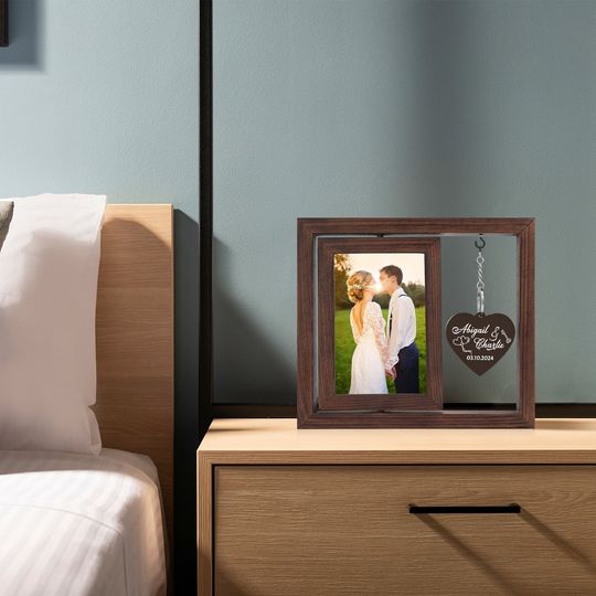 Discover Personalized Wooden Picture Frame With Ornament, Best Gift for Anniversary