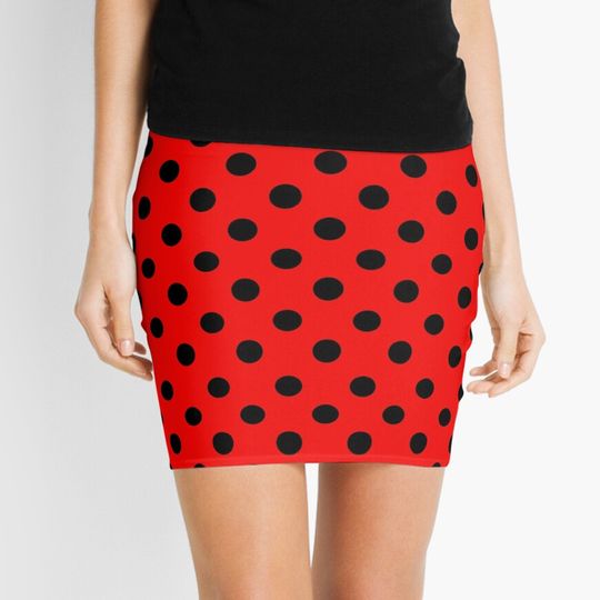 Discover Red and Black polka dots | Ladybug Pattern | Halloween Outfit Mini Skirt