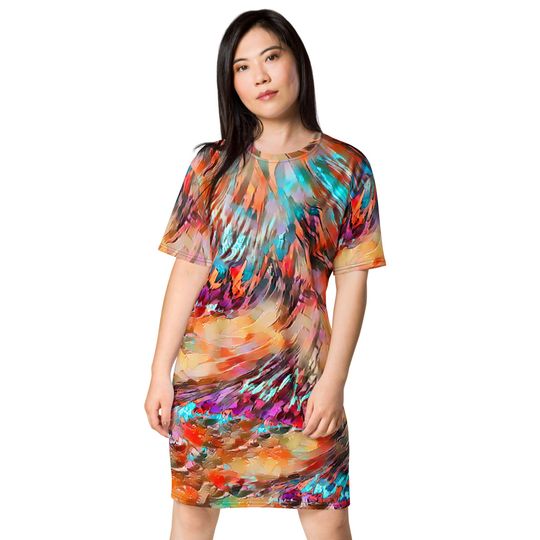 Discover Colorful Abstract Art Design Women's T-Shirt Dresses