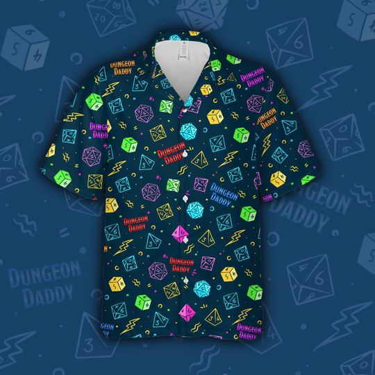Discover Dungeon Daddy Hawaiian Shirt, DnD Shirt, Dice Shirt, Dungeons and dragons