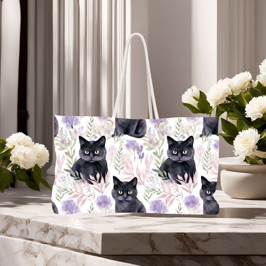 Discover Super Wide Patel Color Black Cat Weekender Bag