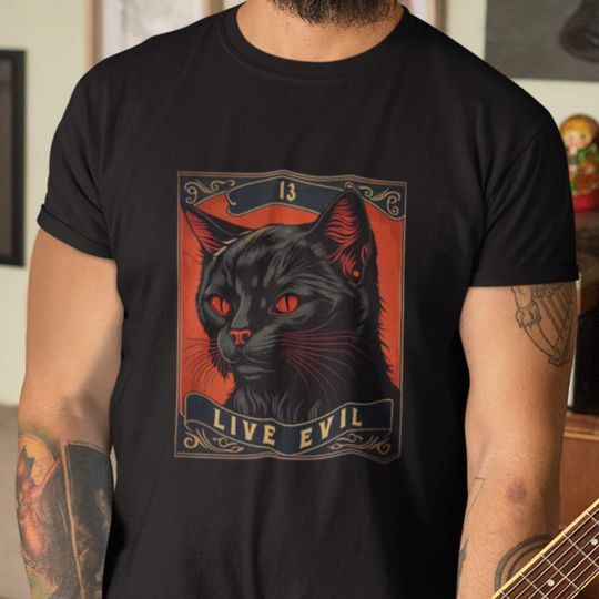 Discover Black Cat Live Evil Tshirt | witchcraft T-Shirt