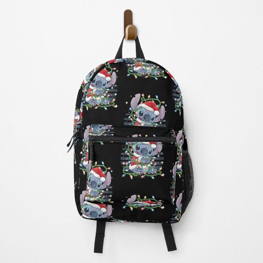 Discover Lil And Stit Christmas Lights Portrait, Perfect Gift Backpack