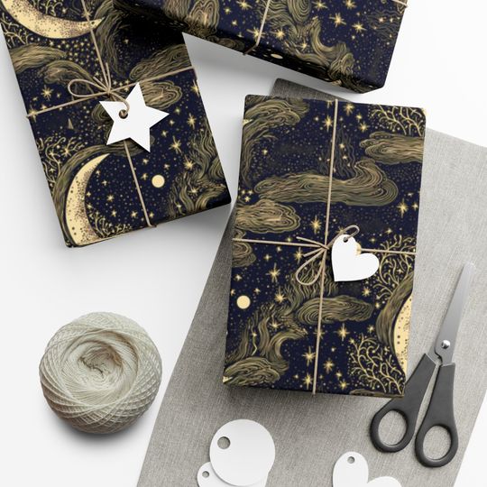 Discover Pen and Ink Celestial Wrapping Paper