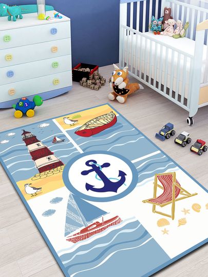 Discover Nursery Area Rug, Sea World Print Carpet, Floor Decor Rug, Home Decor Rug