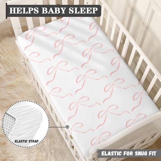 Discover Crib Sheet In Pink Bow | Nursery Decor