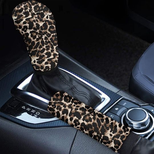 Discover Brown Leopard Print Car Gear Cover