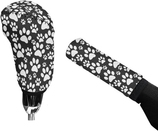 Discover White Dog Paw Print Car Gear Cover