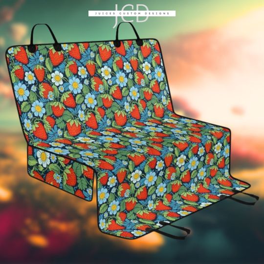 Discover Boho Strawberries Cottagecore Car Pet Seat Covers, Dog Car Seat Cover