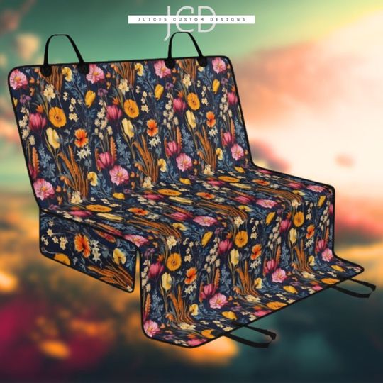 Discover Cottagecore Wildflowers Floral Car Pet Seat Covers, Boho Dog Car Seat Cover