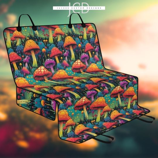 Discover Boho Mushrooms Wildflower Back Car Seat Cover, Dog Car Seat Cover