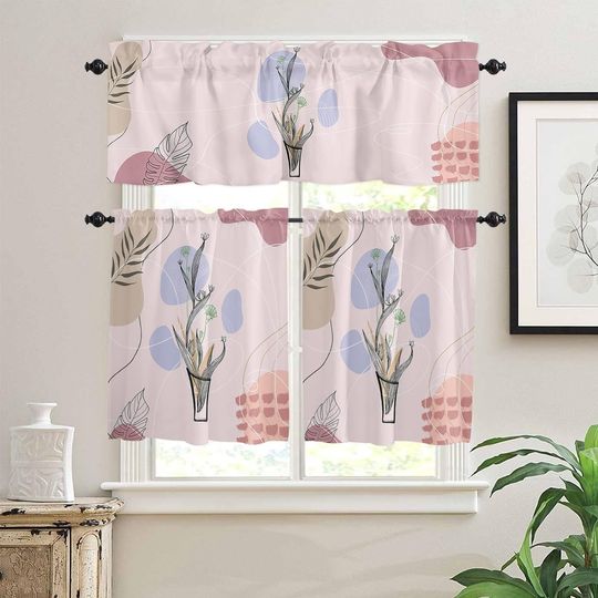 Discover Modern Minimalist Boho Plants Tier Curtain Set