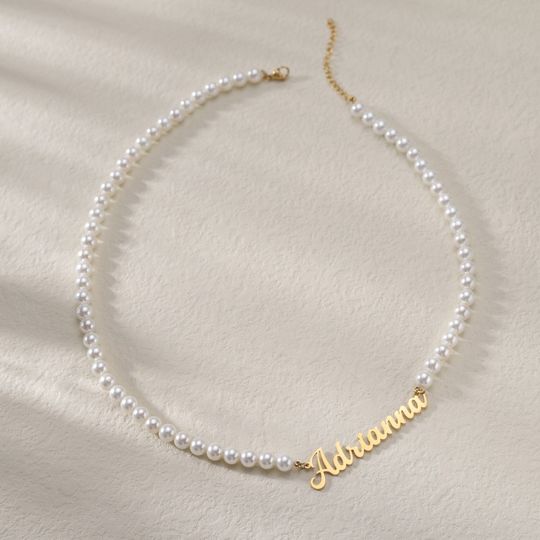 Discover Old English Custom White Pear lName Necklace