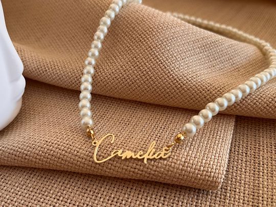 Discover Name Baroque Pearl Sterling Silver Dainty Necklace