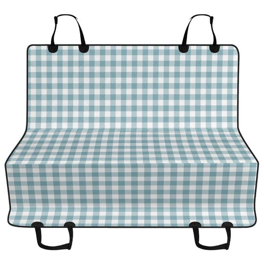 Discover Winter Ice Gingham Plaid Car Pet Seat Cover, Aesthetic Checkered Dog Hammock