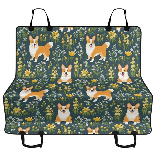 Discover Corgi Garden Car Pet Seat Cover, Cute Nature Aesthetic Cottagecore Dog Hammock