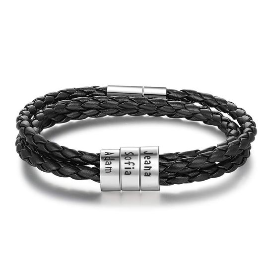Discover Braided Leather Bracelet Custom Beads Name